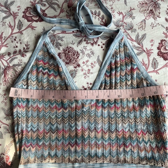 BCBGMaxAzria Jenn Chevron Multicolor Knit Midi Halter Dress Boho Dress Small - Picture 11 of 13